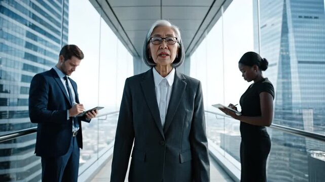 Professionals in Office Setting with City View