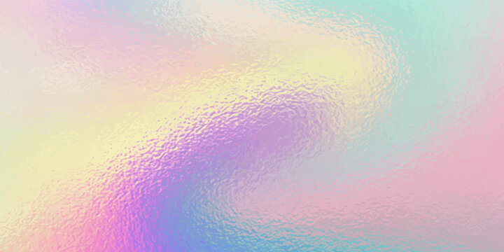 Abstract pastel rainbow hologram, silver iridescent foil texture background, raster image.