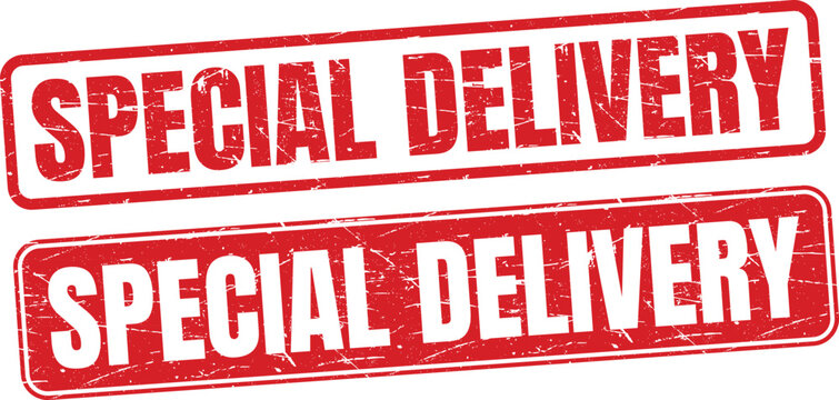 Special Delivery Red Rubber Stamp Grunge Vintage Express Shipping Label Vector