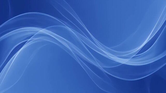 Abstract blue background with flowing, translucent white lines creating smooth curves