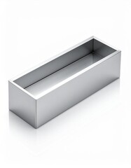 Naklejka premium Rectangular Silver Aluminum Tray on a White Background with Reflection