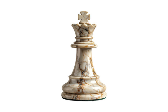 Marble queen chess piece with realistic stone veining on transparent background