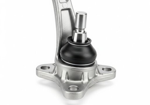 Close-up view of a ball joint and tie rod assembly on a car suspension system
