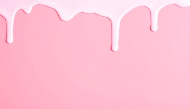 Fondo rosa con glaseado blanco goteando desde la parte superior, textura dulce y brillante para reposter&iacute;a.