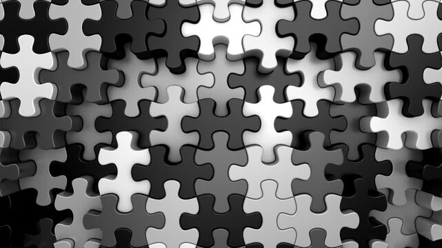 Puzzles Form a Wave. Abstract motion, 3d rendering, 4k resolution
