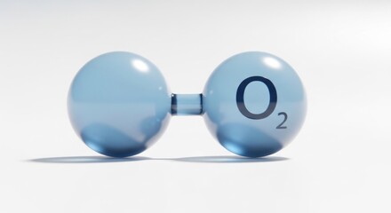 A simple, clean 3D render of an oxygen molecule (O2) on white