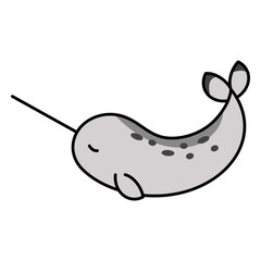 Sleeping cute narwhal stroke © Vexels
