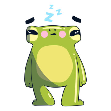 Sleepy frog illustration