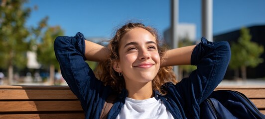 Woman relaxing in park.
