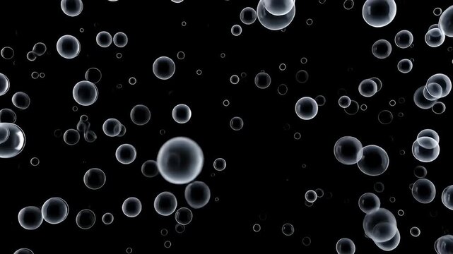 Floating spheres in a black void, varying in size and opacity
