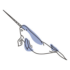 Color stroke semi colored narwhal © Vexels