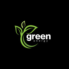 Fototapeta premium Green Energy Leaf Logo Design Template, Renewable Energy Company Brand Logo, Sustainable Eco Power Business Logo Identity, Environmental Green Technology Logo, Clean Energy Innovation Branding Logo