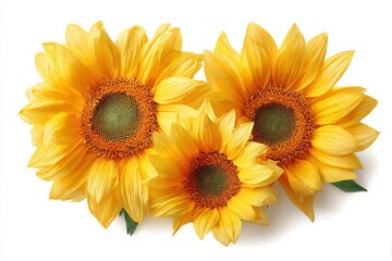 Fototapeta premium Beautiful sunflower isolated against a white backdrop, complete with clipping path