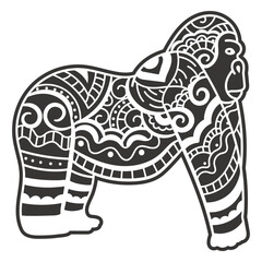 Gorilla side mandala style cut out © Vexels