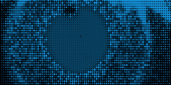 Donkerblauwe vector moderne geometrische cirkel abstracte achtergrond. Gestempelde structuursjabloon. Geometrisch patroon in halftoonstijl met verloop.