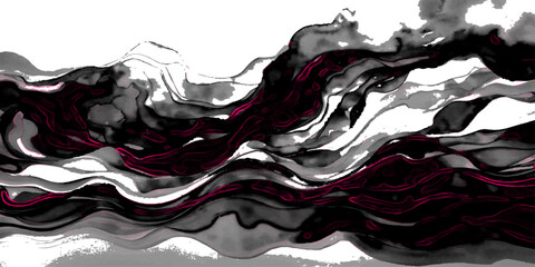 Vector fluid abstract artwork with a striking combination of contrasting tones, blending shades of deep burgundy and charcoal, evokes a sense of movement and depth.  © Ateş