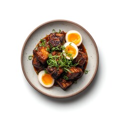 Luxury pork belly eggs high resolution photo