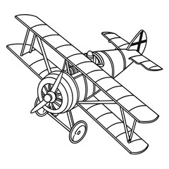 Black and white of a vintage biplane with a spinning propeller © ggg