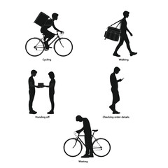 Obraz premium Illustration of people engaged in various activities such as biking, walking, and using mobile devices. isolated on white background, Vector