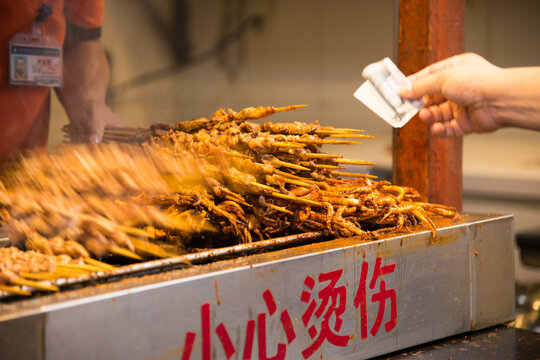 Fried Skewers Street Food at Wangfujing Beijing