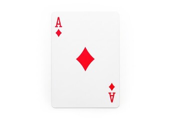 Obraz premium Single playing card showing the ace of diamonds isolated against a white background