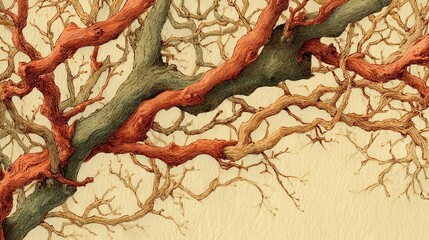 Obraz premium Intricately Detailed Sketch of Intertwined Twigs and Branches Featuring Wit