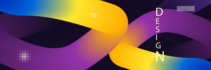 colorful abstract design with purple and yellow curves and lines
