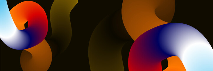 Colorful abstract shapes on a dark background for digital design projects