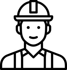 Obraz premium Hand Drawn a man Construction Worker Black and White Avatar Illustration in Minimal Line Art Style Design
