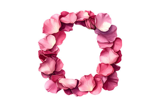 Pink rose petals frame isolated on transparent background