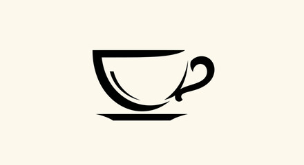 Obraz premium Minimalist coffee cup silhouette icon