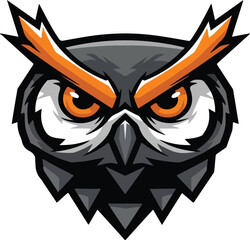 Cartoon Owl Character Design with Orange Eyes.
