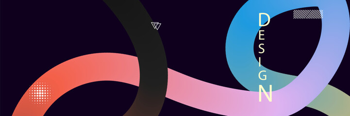 Modern abstract colorful design with flowing loops and dotted accents