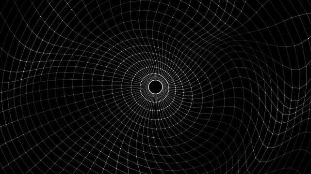 4K abstract radial mesh animation with concentric rings and glowing nodes forming a dynamic circular network. Futuristic technology motion background inspired by data systems, AI networks and digital 