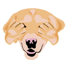 Shy dog covering eyes © Vexels