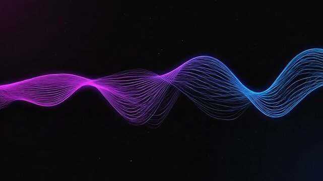 Abstract flowing lines with vibrant gradient colors on a dark background