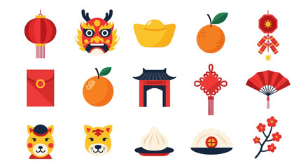 Chinese new year festive icon collection