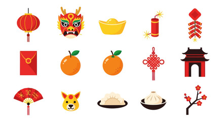 Chinese new year festive icon collection