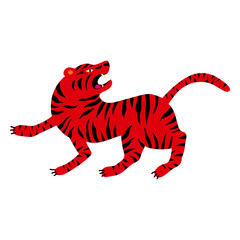 Red tiger flat chinese new year © Vexels