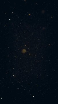 Abstract Gold Particles Background
Golden floating particles inside fluid space in slow motion mode with ambient occlusion and depth of field blur in a vertical composition