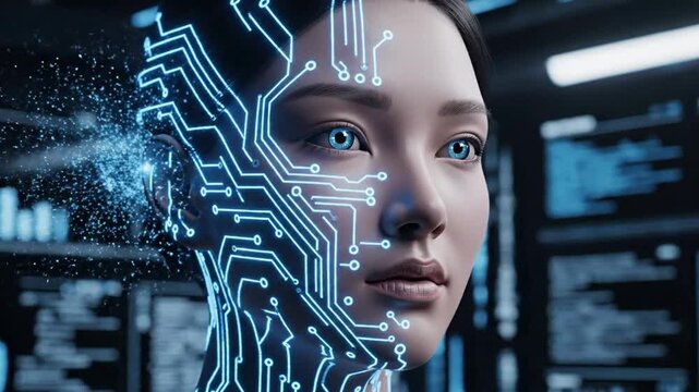 Futuristic a i brain interface concept visual cybernetic mind integration technology for next- gen tech marketing and sci- fi visuals