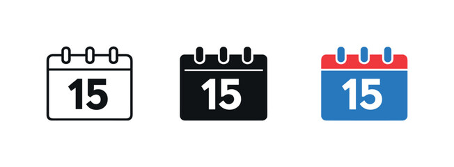 Calendar Date Trio. Completed duties outcome represented by a rectangular calendar page with top binding and single highlighted