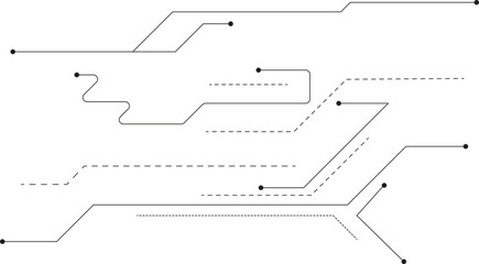 Obraz premium Minimal Black Circuit Traces on White Background – Tech Connectivity Art
