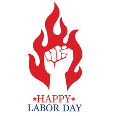 Labor Day Poster Design with Fist Power Symbol Vector EPS10