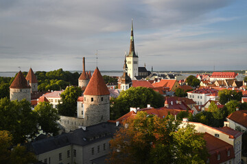 Obraz premium The Old Town of Tallinn. Tallinn cytiscape. Panorama of Tallinn, Estonia.