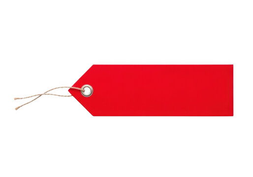Red gift tag with string on transparent background isolated on white