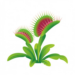 Obraz premium Colorful venus flytrap plant with spiky leaves green