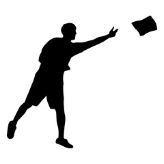 Obraz premium Man playing cornhole game