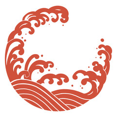Naklejka premium Japanese wave in a circle