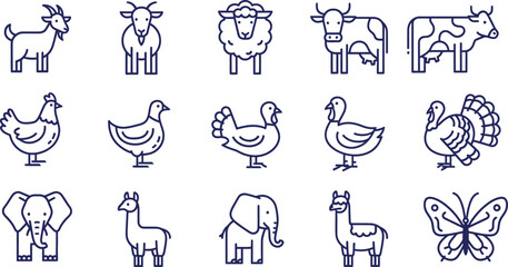 Collection of farm and wild animals isolated on transparent background © RAC.Design-Magic